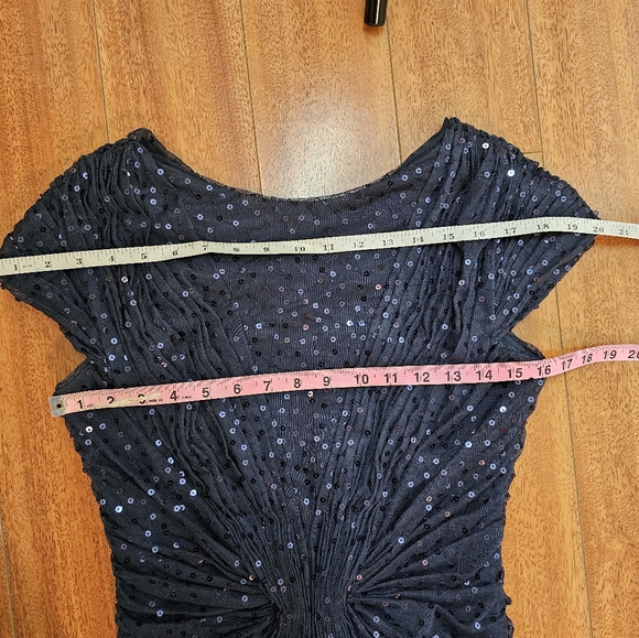 Tadashi Shoji Womens Navy Sequins Cinched Waist Cocktail Dress Size M Formal - Picture 15 of 16